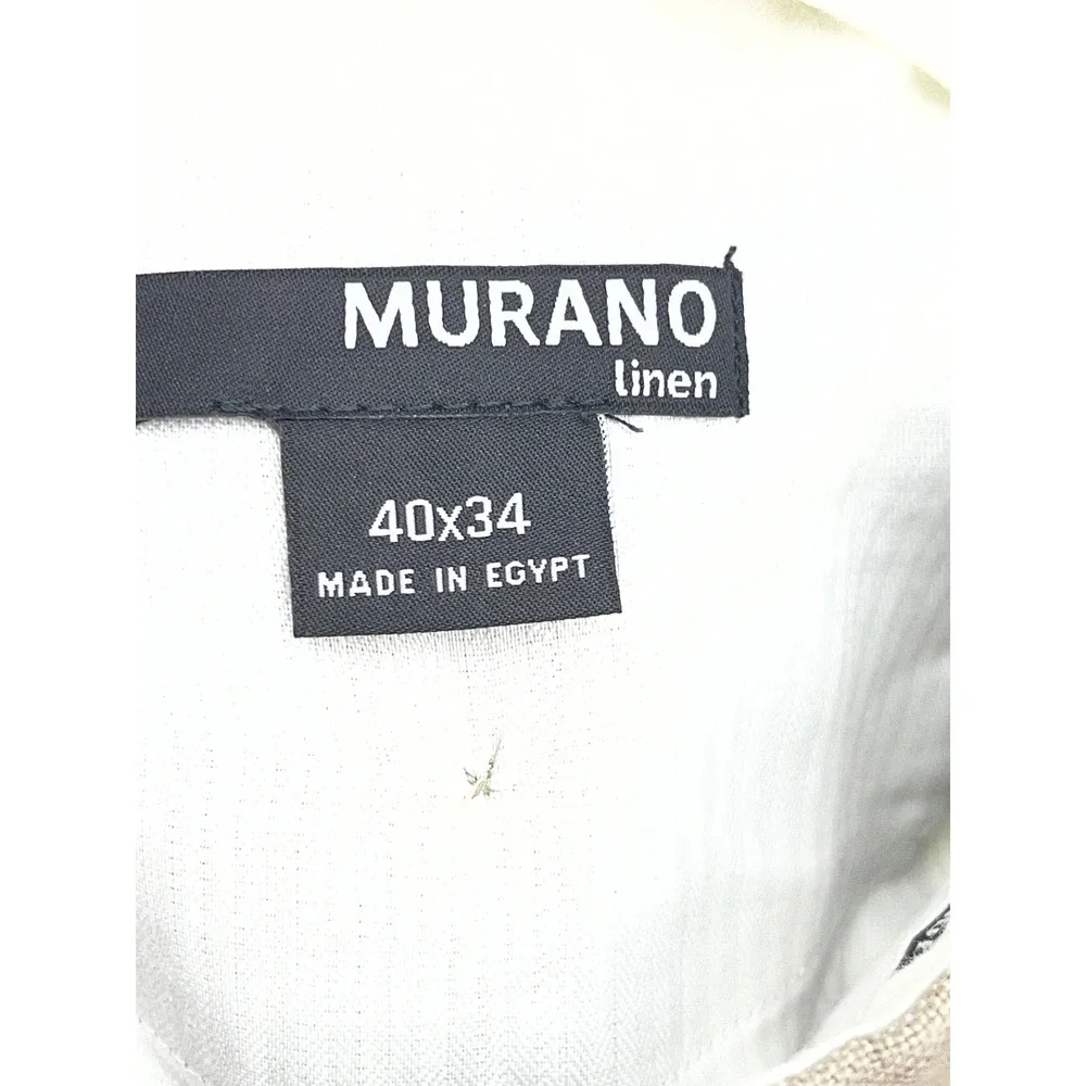 Murano Mens Tan 100% Linen Pleated Straight Leg Trousers Pants 40x34 Beige